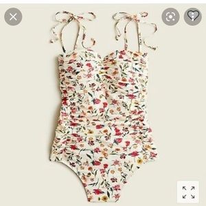 J. Crew Tie-shoulder ruched one-piece in vintage floral size 10 New With Tags